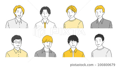 休閒服男圖標集頭像插畫 100800679