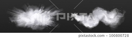Realistic set of white powder clouds Realistic set of white powder clouds 100800728