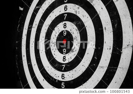 dartboard with a red bright bullseye 100801543
