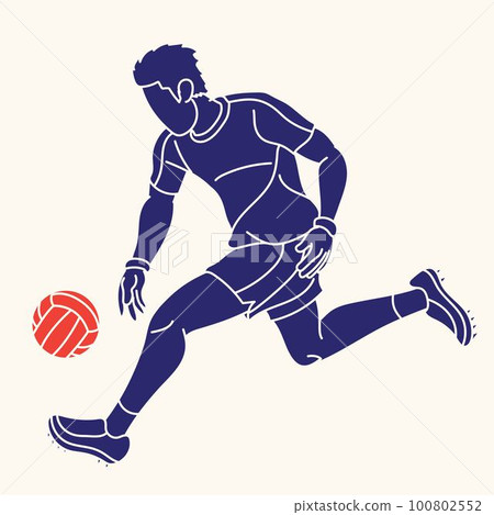 Gaelic Football Male Player Action Cartoon Graphic Vector 100802552