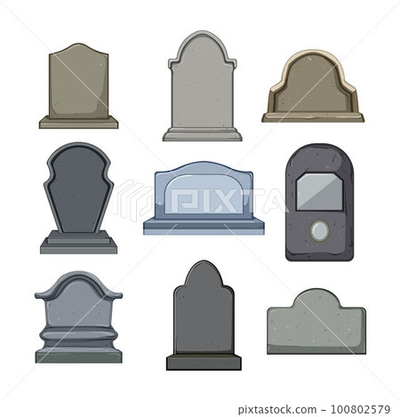 headstone set cartoon vector illustration 100802579