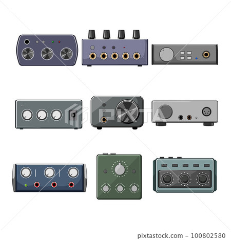 headphone amp set cartoon vector illustration headphone amp set cartoon vector illustration 100802580