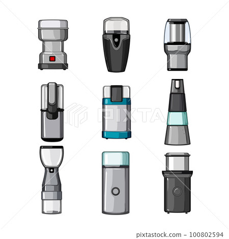 coffee grinder electric set cartoon vector illustration 100802594