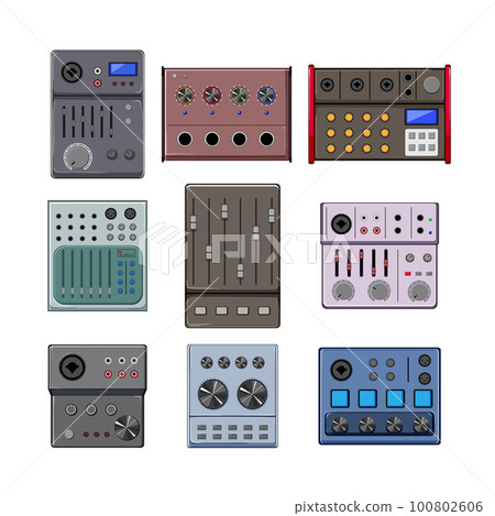 audio mixer set cartoon vector illustration audio mixer set cartoon vector illustration 100802606