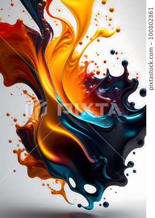 Streamlined colorful ink art 100802861