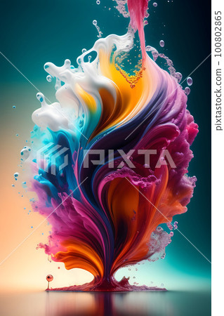 Streamlined colorful ink art - Stock Illustration [100802865] - PIXTA