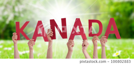 People Hands Building Word Kanada Means Canada, Grass Meadow People Hands Building Word Kanada Means Canada, Grass Meadow 100802883