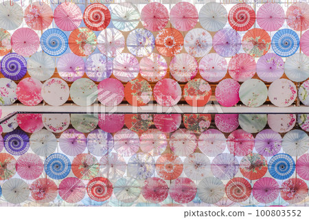 福島縣豬苗代町香草園色彩繽紛的“雨傘天空” 100803552