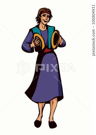 The ancient Jewish man are having fun. Vector drawing 100804931