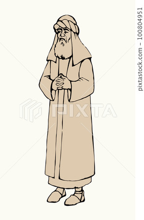 Old Pharisee Priest. Vector drawing 100804951