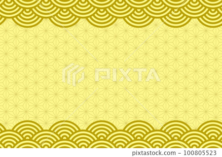 Japanese style illustration background ☆ Qinghai wave / hemp leaf ☆ Vector material 100805523
