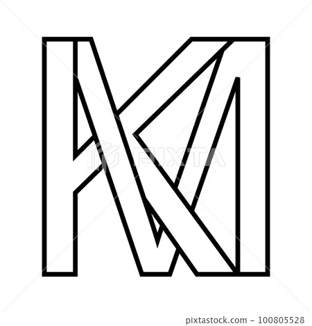 Logo sign km mk, icon double letters logotype m k Logo sign km mk, icon double letters logotype m k 100805528