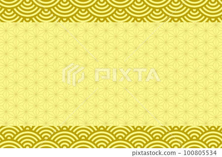 Japanese style illustration background ☆ Qinghai wave / hemp leaf ☆ Vector material 100805534