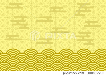 Japanese style illustration background ☆ Qinghai wave, hemp leaf, haze ☆ Vector material Japanese style illustration background ☆ Qinghai wave, hemp leaf, haze ☆ Vector material 100805540