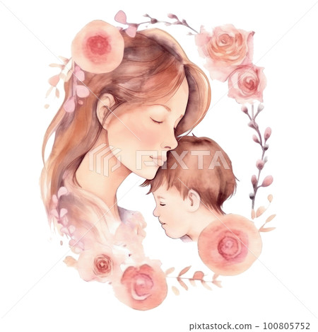 Mother's Day watercolor background. Illustration AI Generative 100805752