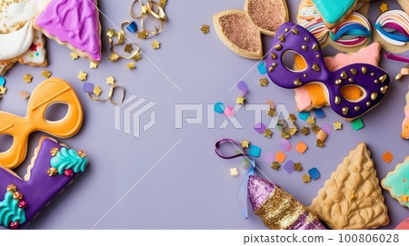 Purim Holiday Background. Illustration AI Generative 100806028