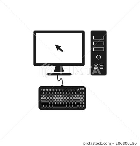 Computer, CPU and Keyboard Icon set. Flat style vector EPS. 100806180