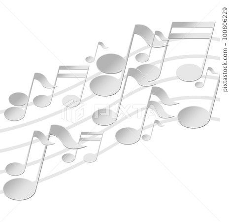 White and Gray Musical Notes Isolated on White Background 100806229