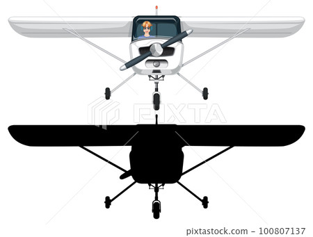 Light Aircraft with Silhouette Vector Design 100807137