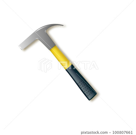 Rock climbers hammer with a yellow fiberglass handle. Vector Rock climbers hammer with a yellow fiberglass handle. Vector 100807661