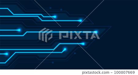 Abstract neon blue tech circuit board lines background Abstract neon blue tech circuit board lines background 100807669