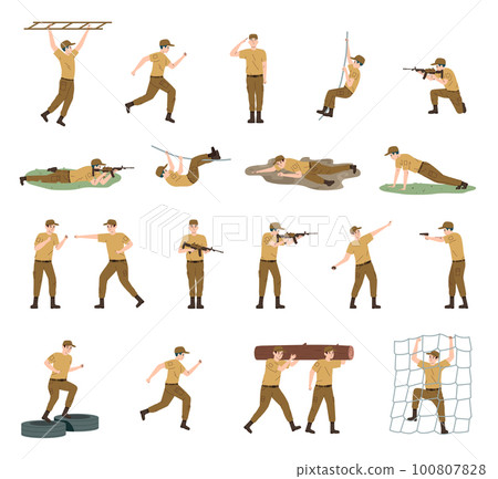 Military Training Flat Icon Set 100807828
