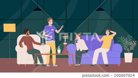 Hookah Bar Flat Composition 100807924