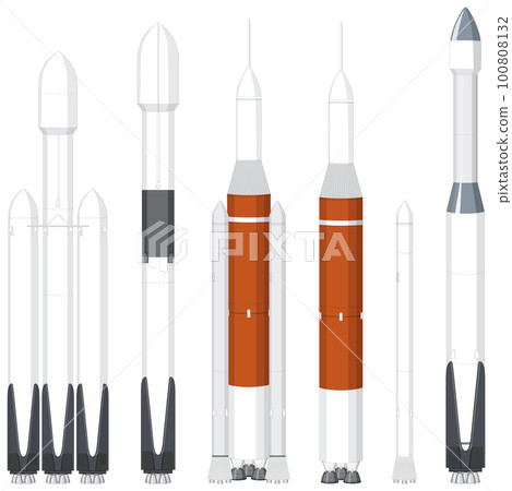 Set of rockets and launch vehicles 100808132