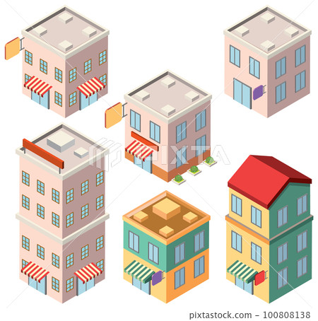 Isometric Buildings and Houses Set Isometric Buildings and Houses Set 100808138