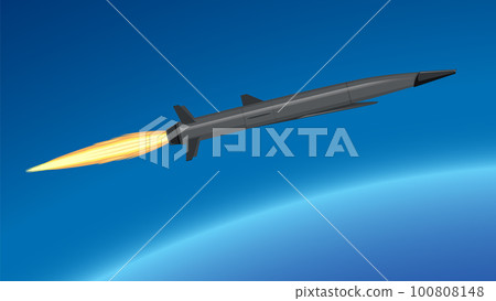 Space rocket flying in the blue sky Space rocket flying in the blue sky 100808148