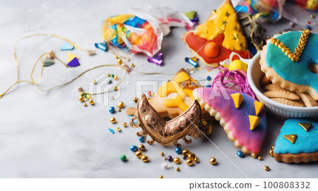Purim Holiday Background. Illustration AI Generative 100808332