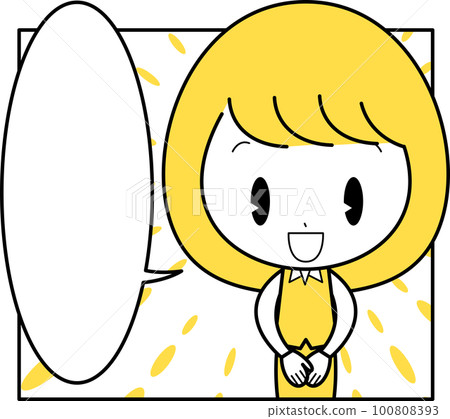 With an office lady speech bubble that speaks from the camera's point of view [comic frame style] 100808393