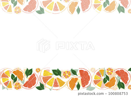 Hand drawn watercolor grapefruit orange and lemon frame with green leaves isolated on white background. Scrapbook, post card, banner, lable. Hand drawn watercolor grapefruit orange and lemon frame with green leaves isolated on white background. Scrapbook, post card, banner, lable. 100808753