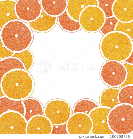 Hand drawn watercolor grapefruit and orange frame isolated on white background. Scrapbook, post card, banner, lable. Hand drawn watercolor grapefruit and orange frame isolated on white background. Scrapbook, post card, banner, lable. 100808756