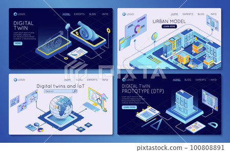 Digital Twin Isometric Banners Set 100808891