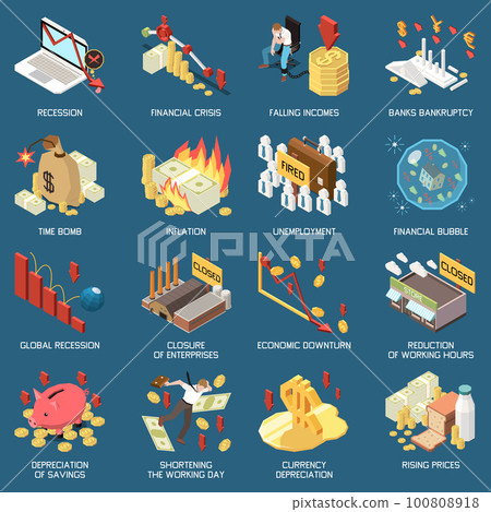 Economic Recession Isometric Compositions 100808918