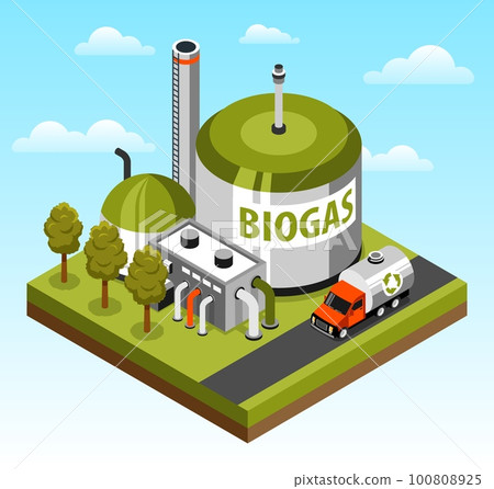 Biogas Factory Isometric Object Biogas Factory Isometric Object 100808925