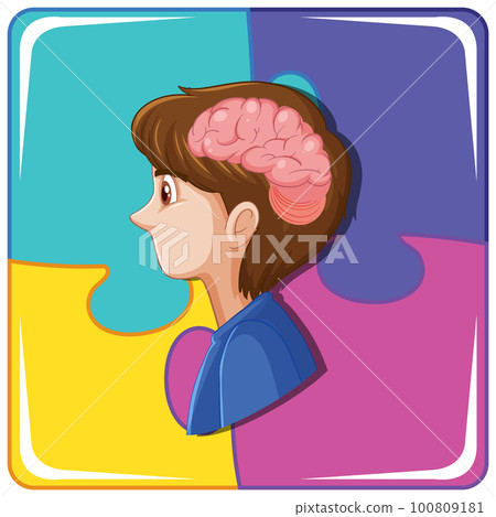Human brain with jigsaw puzzle 100809181