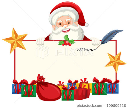 Santa Claus with empty board template Santa Claus with empty board template 100809318