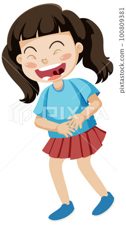 A girl laughing cartoon character 100809381
