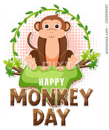 Monkey day text banner design 100809495