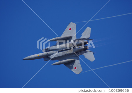 航空自衛隊F-15在航空節上進行機動飛行 100809666