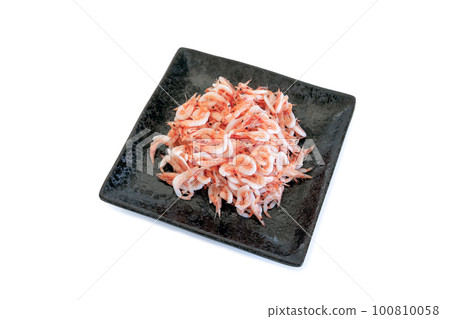 Kamaage sakura shrimp on a plate [white background/clipping] 100810058