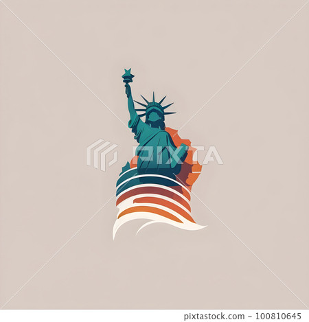 Statue of Liberty and stylized USA flag symbol Statue of Liberty and stylized USA flag symbol 100810645