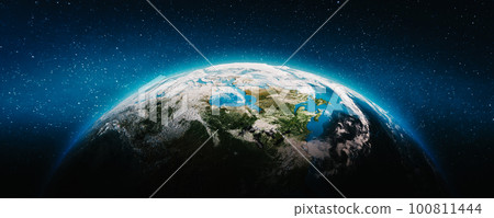 Planet Earth clouds and continents 100811444