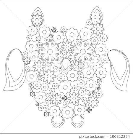 Coloring book for adult and older children. Coloring page with cute owl and flowers. Outline drawing in zentangle style Coloring book for adult and older children. Coloring page with cute owl and flowers. Outline drawing in zentangle style 100812254