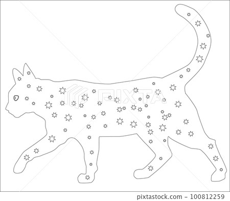 Hand drawn ink pattern. Coloring book for adult. illustration cat. Hand drawn ink pattern. Coloring book for adult. illustration cat. 100812259