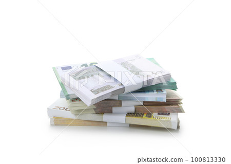 Euro money isolated on white background, close up Euro money isolated on white background, close up 100813330