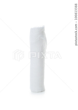 Concept of first aid supplies - bandage, isolated on white background 100813388