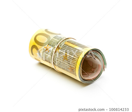 Roll of euro money 100814233